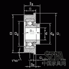 外球面球軸承 CRB30/92, 帶橡膠插入件，偏心鎖圈定位，兩側(cè) P 型密封